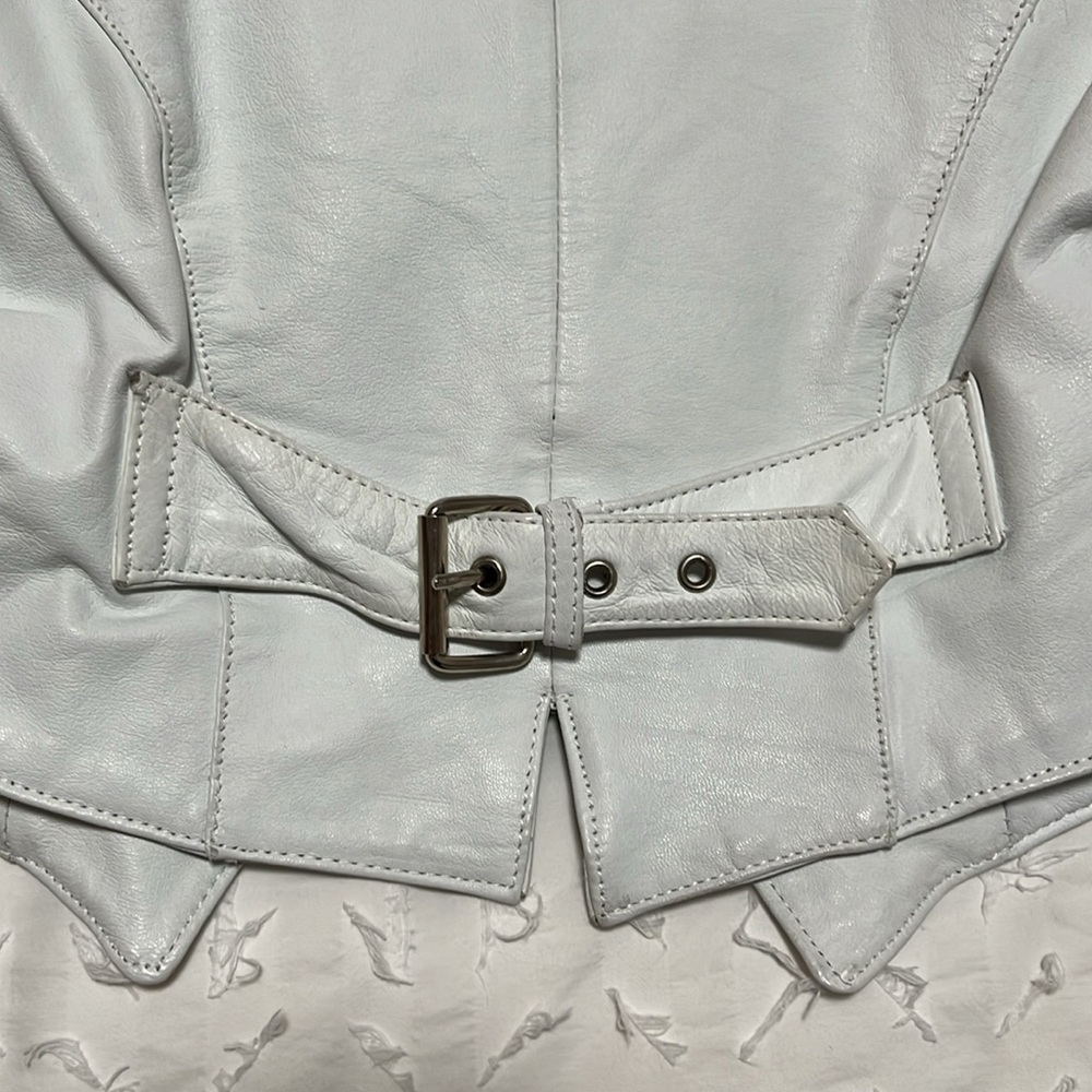 Cache White Leather Cropped Jacket - image 7